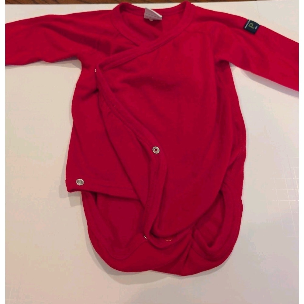 Polarn O Pyret Organic Baby Bodysuit 4–6M Red Long Sleeve Unisex EUC
